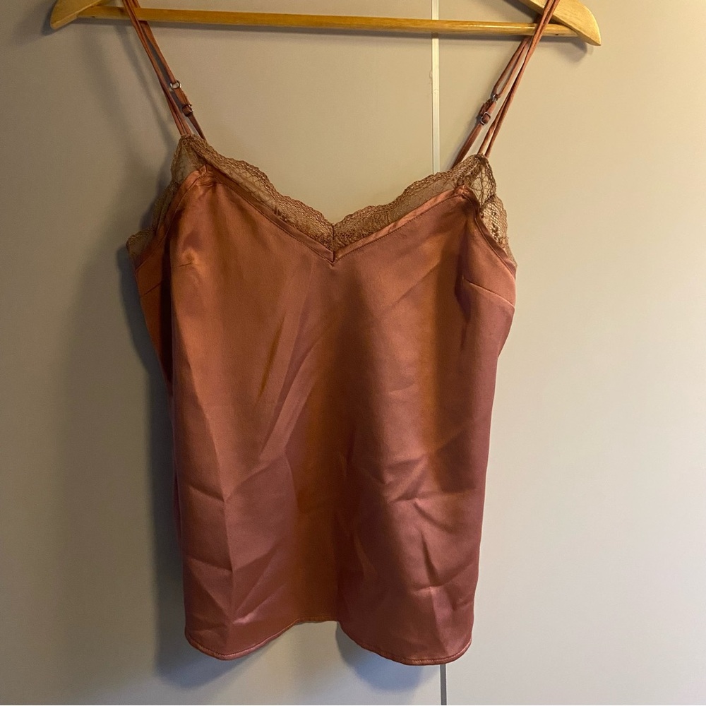 Abercrombie & Fitch Lace Trim Top in Terracotta